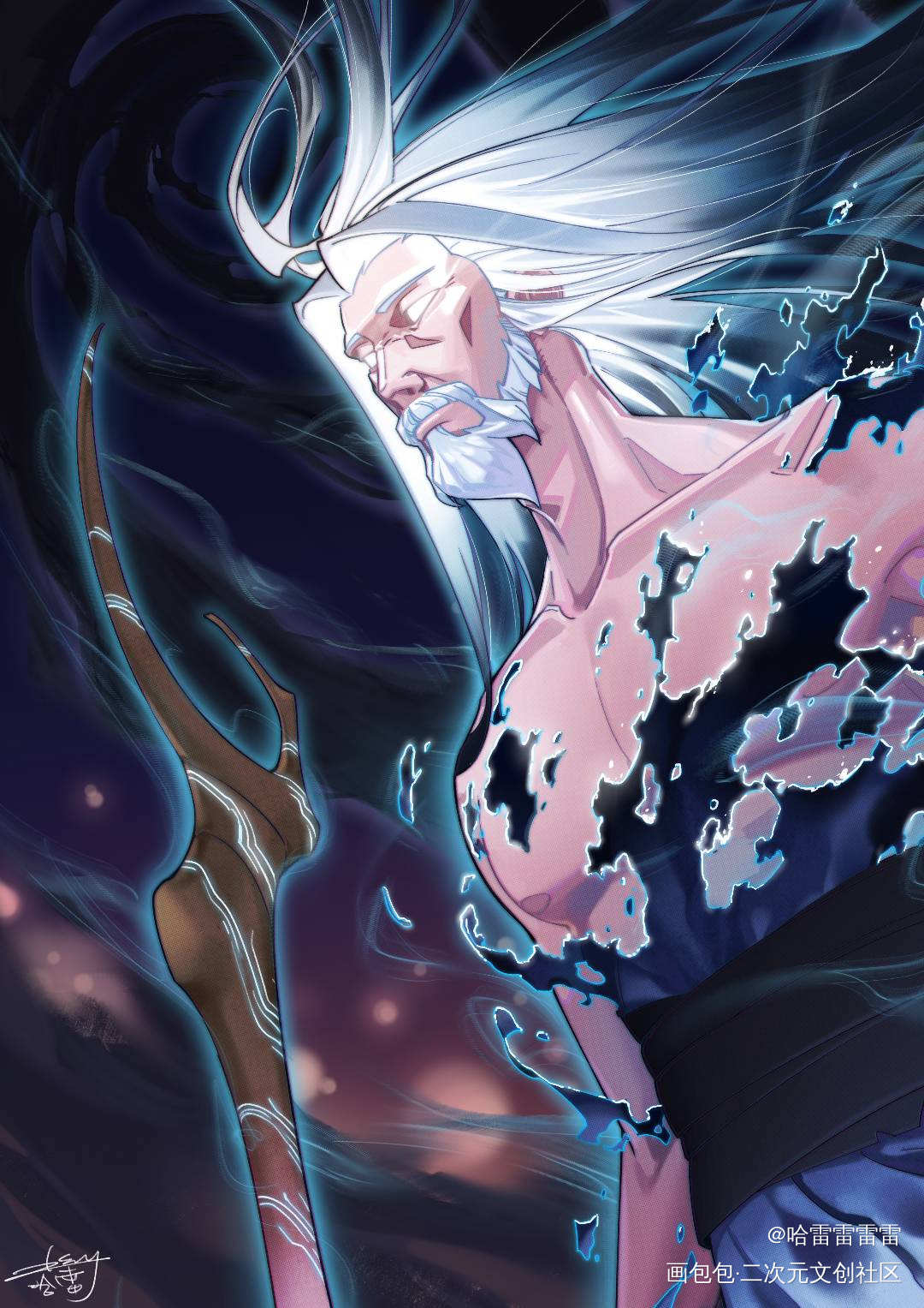 姜子牙_中国风国风同人姜子牙画画原创插画板绘插画板绘绘画绘画作品