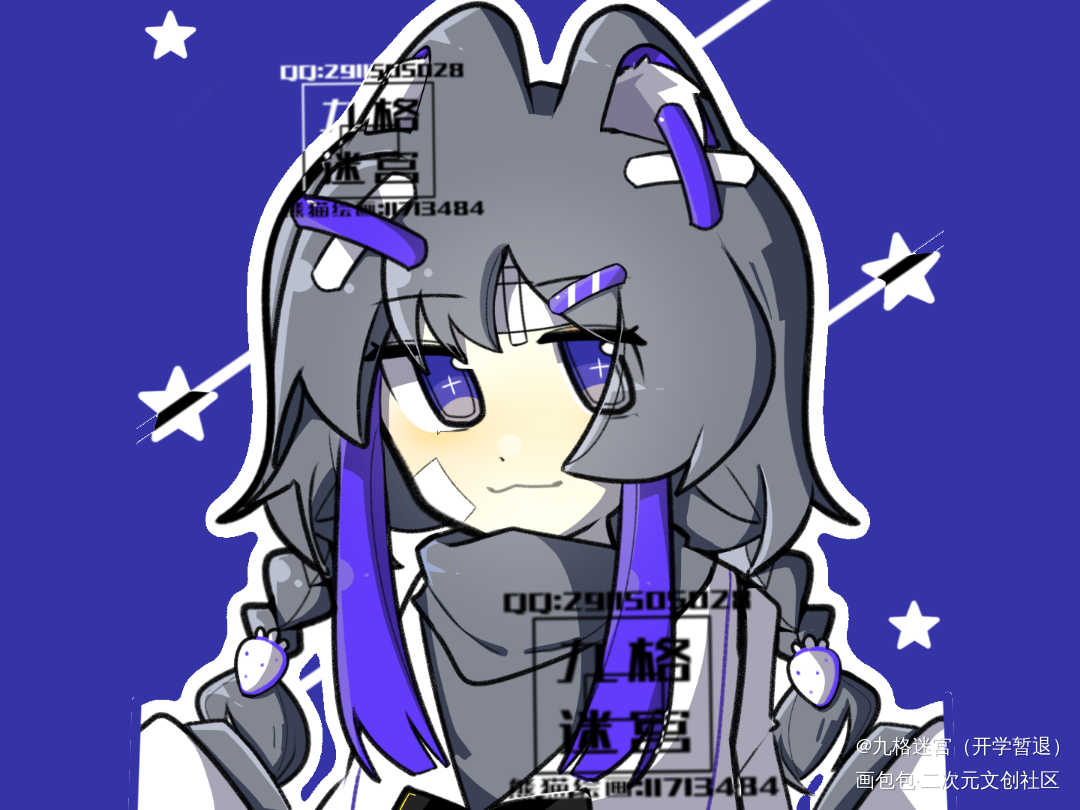约稿_平涂日系我要上首推头像指绘约稿绘画绘画作品