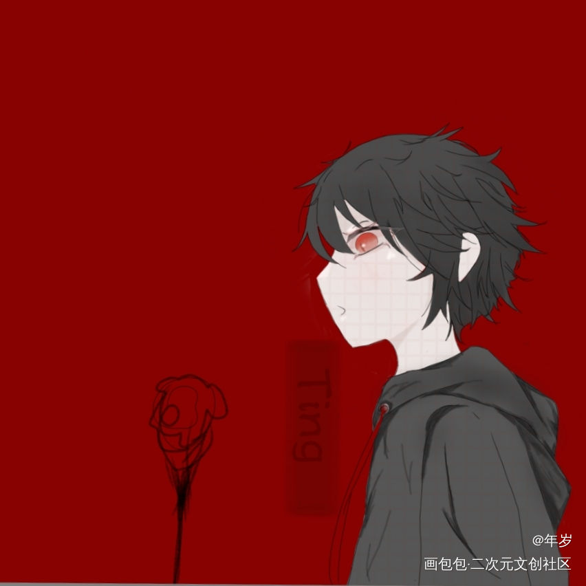 少年和他的玫瑰_手绘绘画作品