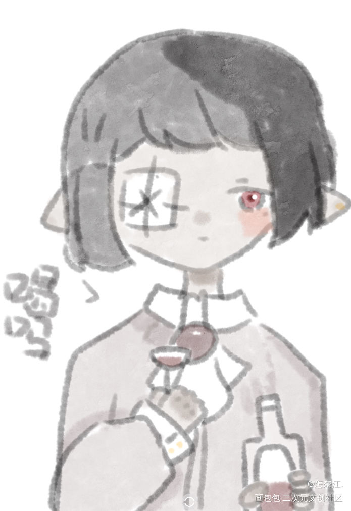 喝吗_水彩绘画作品