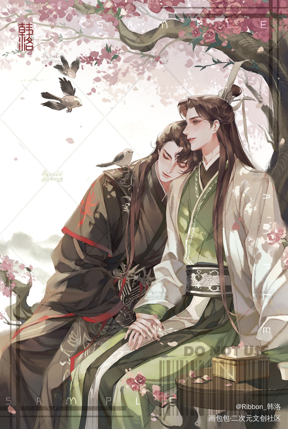 风传花信,雨濯春尘。_人渣反派自救系统冰秋沈清秋洛冰河同人绘画作品