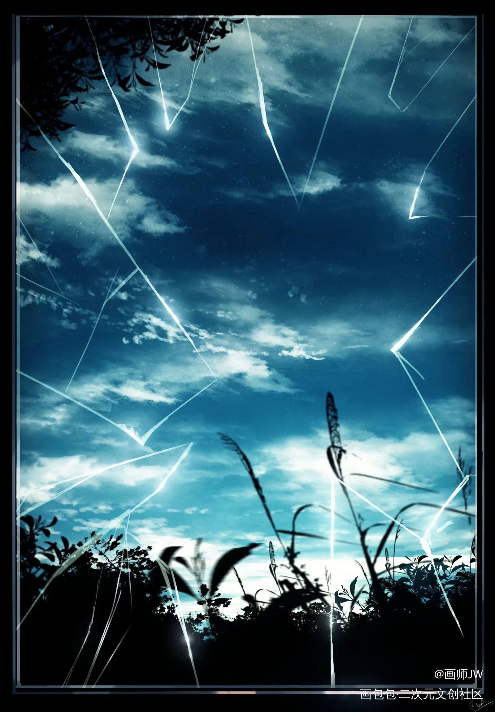 空镜_手绘厚涂日系插画风景板绘插画壁纸绘画原创绘画作品