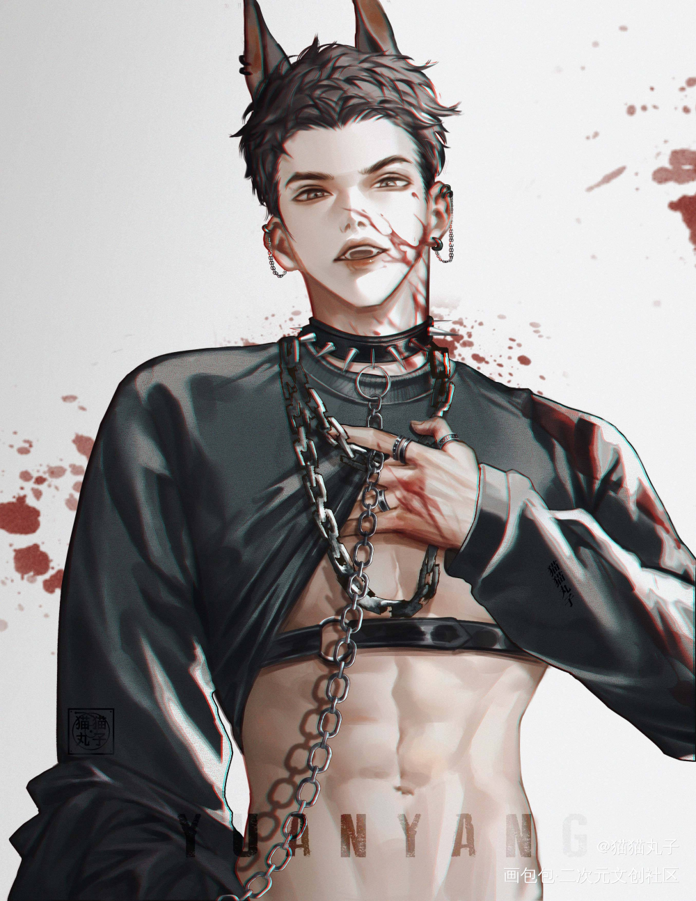 干完架的小狼狗_针锋对决188男团原炀绘画作品
