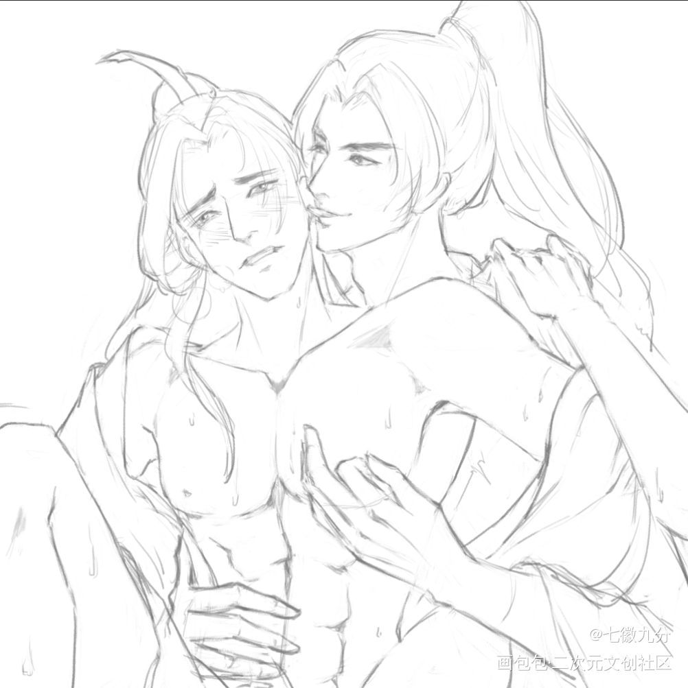 酱酱酿酿_二哈和他的白猫师尊燃晚绘画作品
