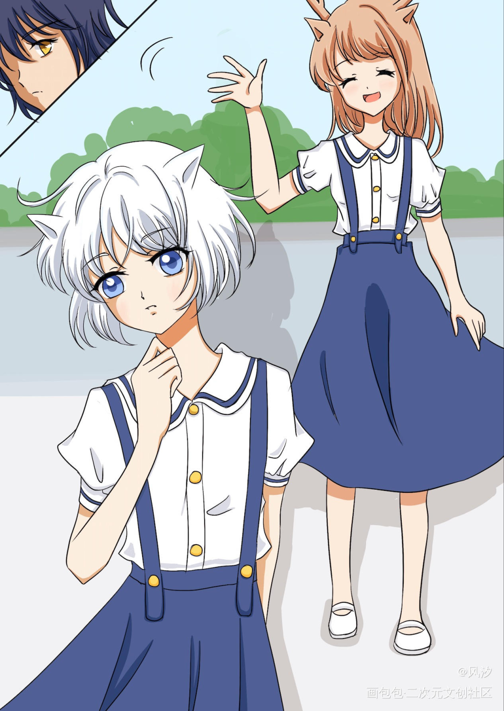 狼羊兔_平涂日系原作人物原创绘画作品
