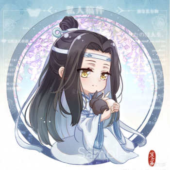 叽生贺头像稿《礼物》_忘羡蓝忘机平涂日系q版我要上首推插画同人绘画