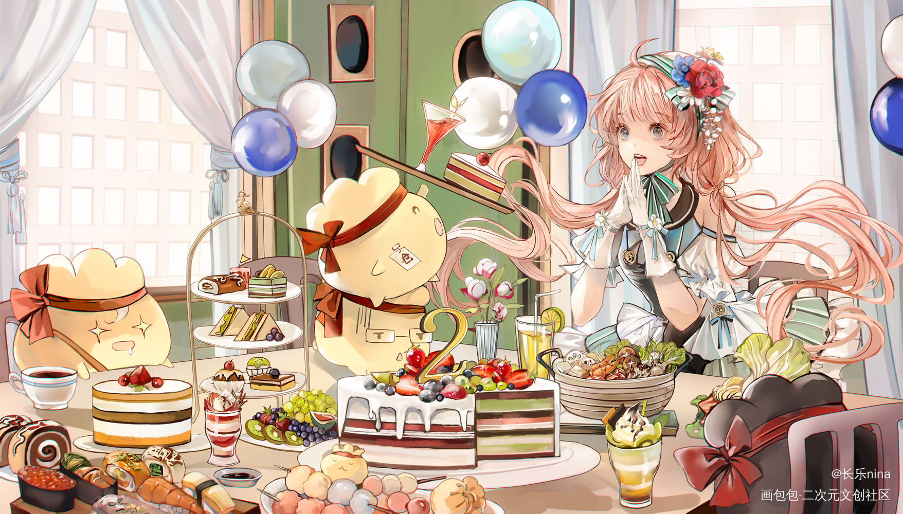 画包包两周年快乐！_画包包绘画作品