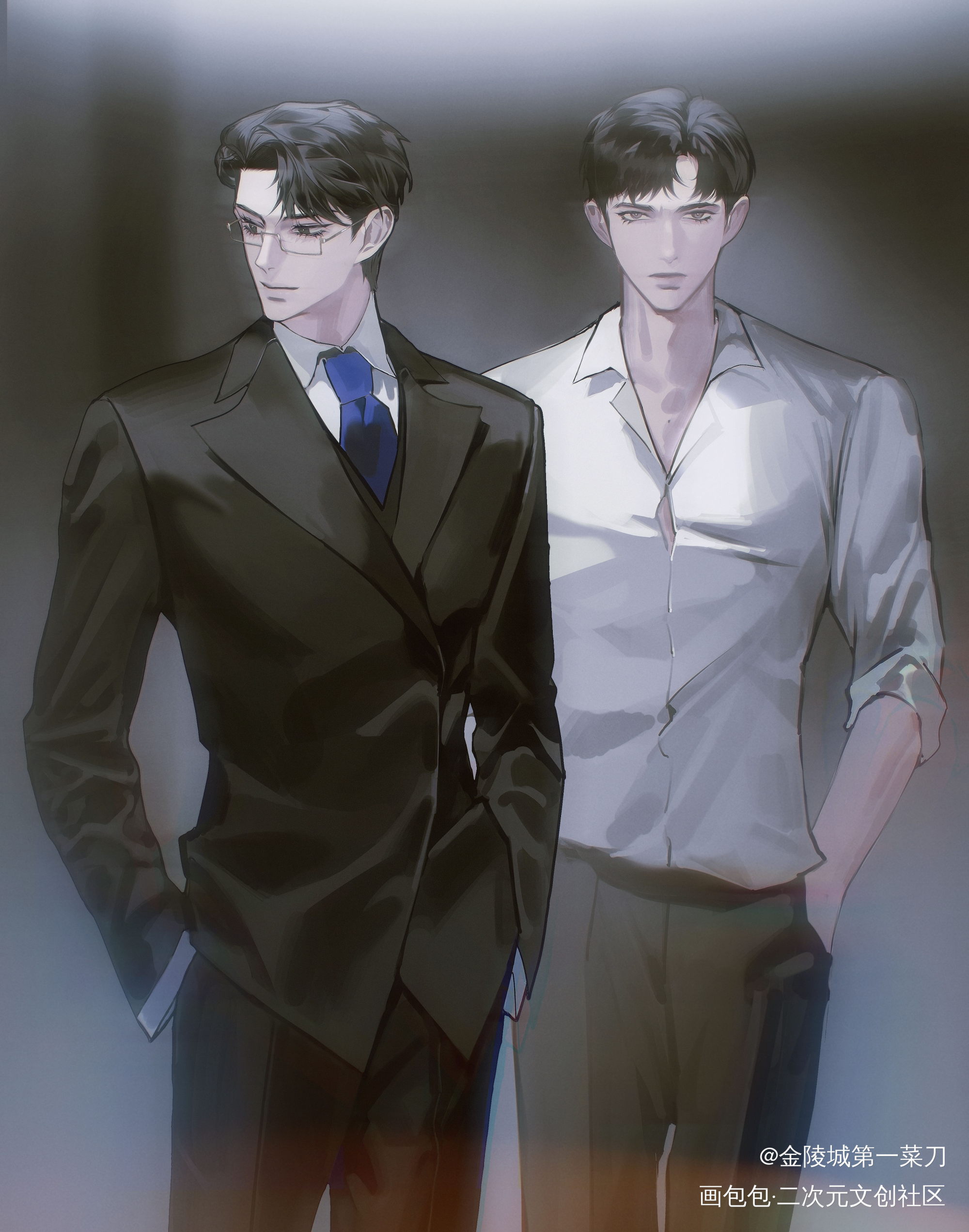 狗与王晋，不得靠近_针锋对决188男团原顾顾青裴原炀绘画作品