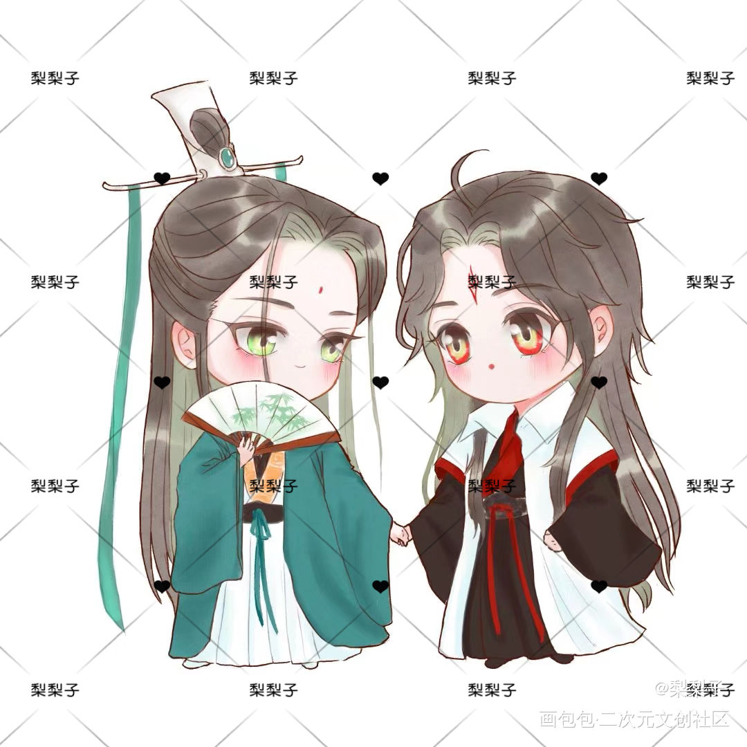 墨家三兄弟_人渣反派自救系统天官赐福魔道祖师冰秋花怜忘羡Q版绘画作品