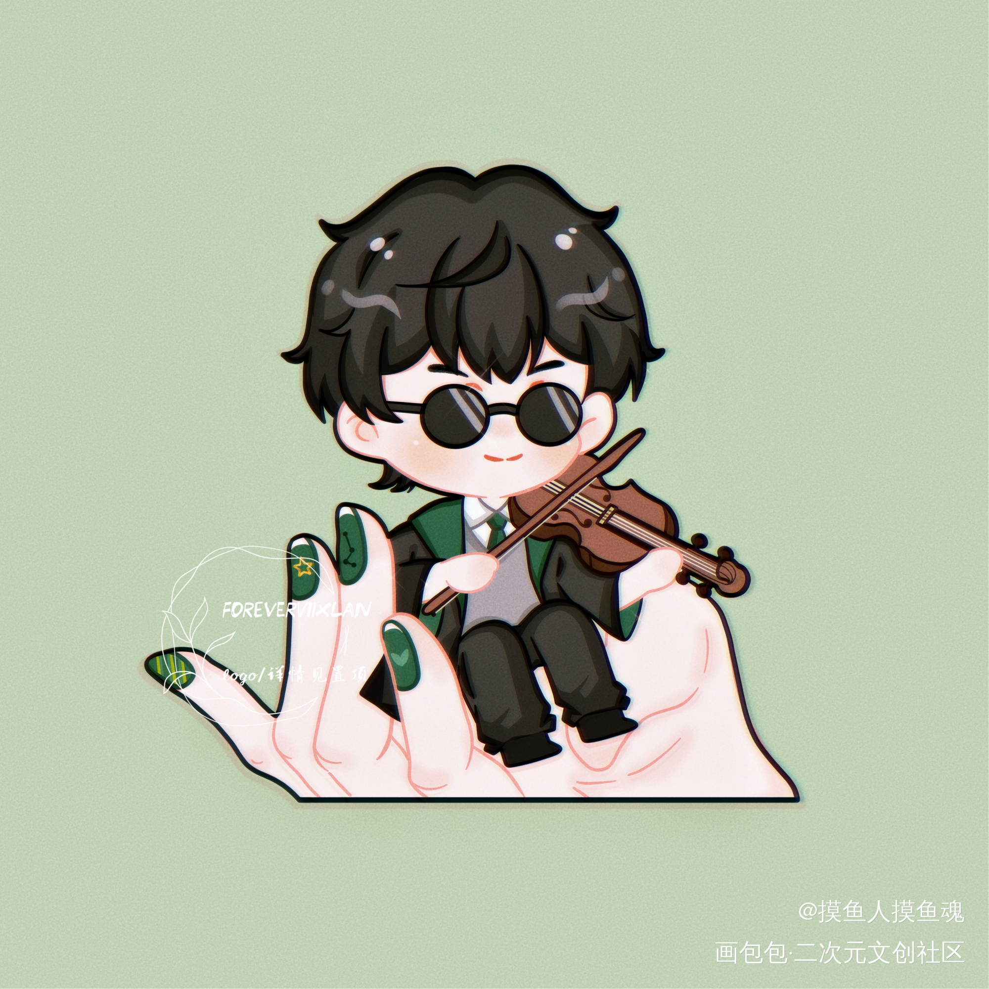 _盗墓笔记黑花黑瞎子解雨臣绘画作品