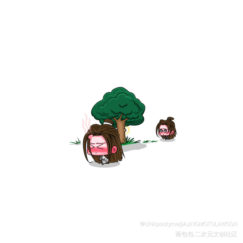 名场面之猫猫撞树_二哈和他的白猫师尊燃晚墨燃楚晚宁Q版绘画作品