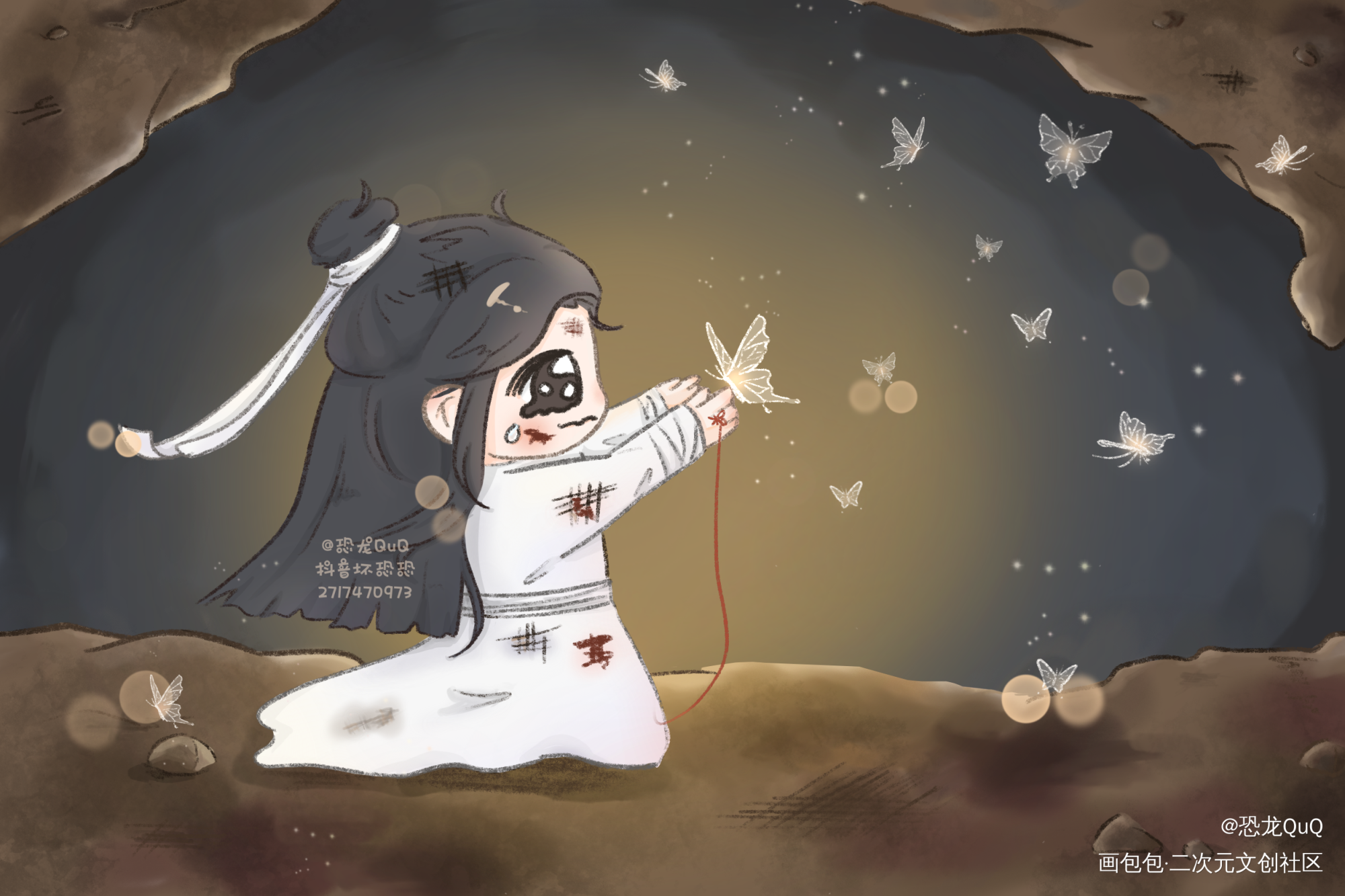 花妃变成蝴蝶飞走了_绘画作品