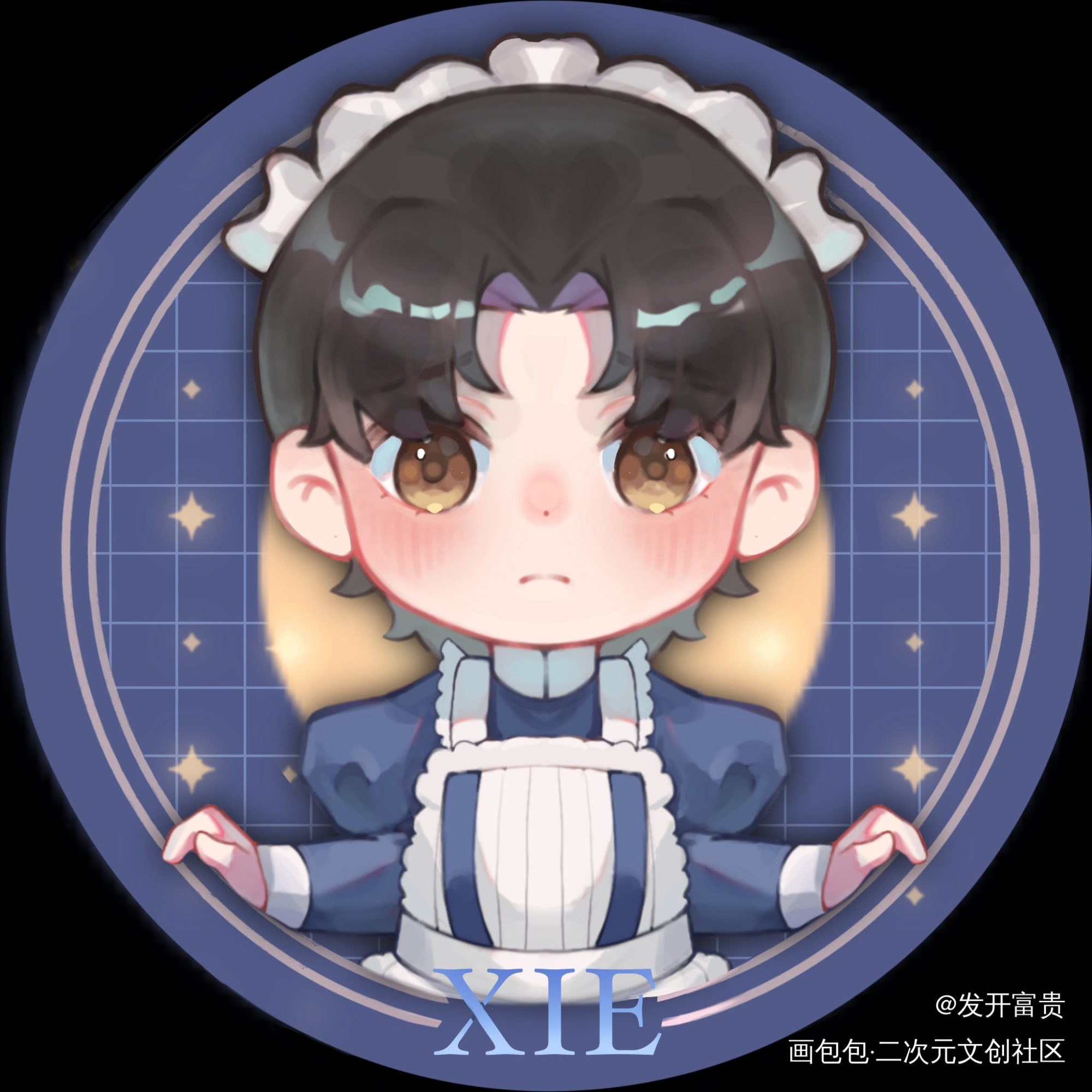 女仆黏黏_天官赐福花怜平涂Q版绘画作品