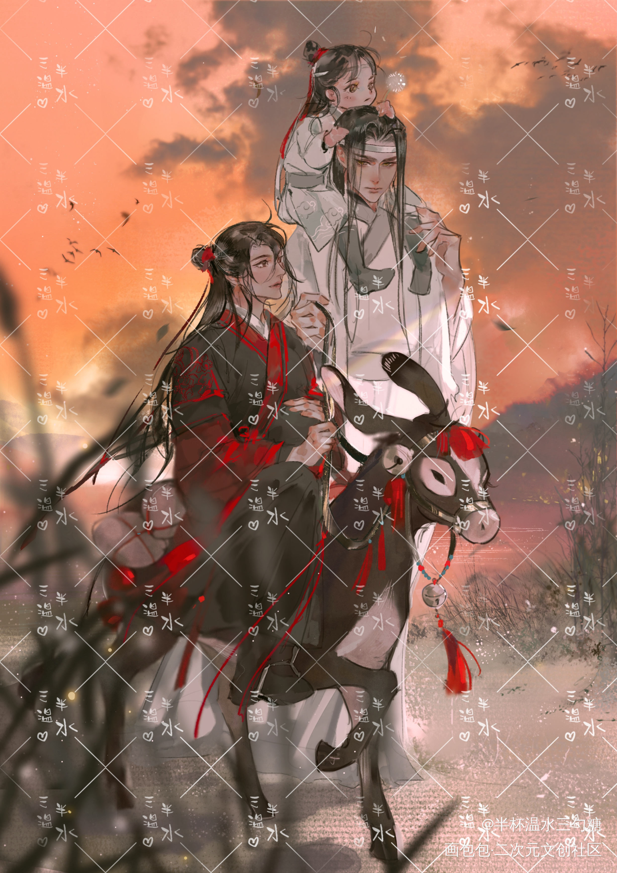 忘羡-一家四口_魔道祖师忘羡绘画作品