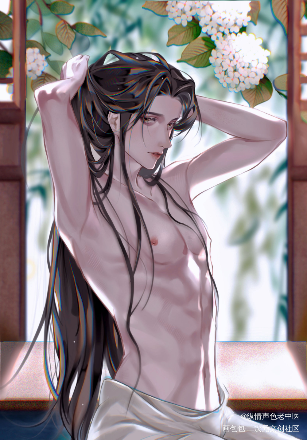 猫猫起床梳头_二哈和他的白猫师尊楚晚宁古风插画同人绘画作品