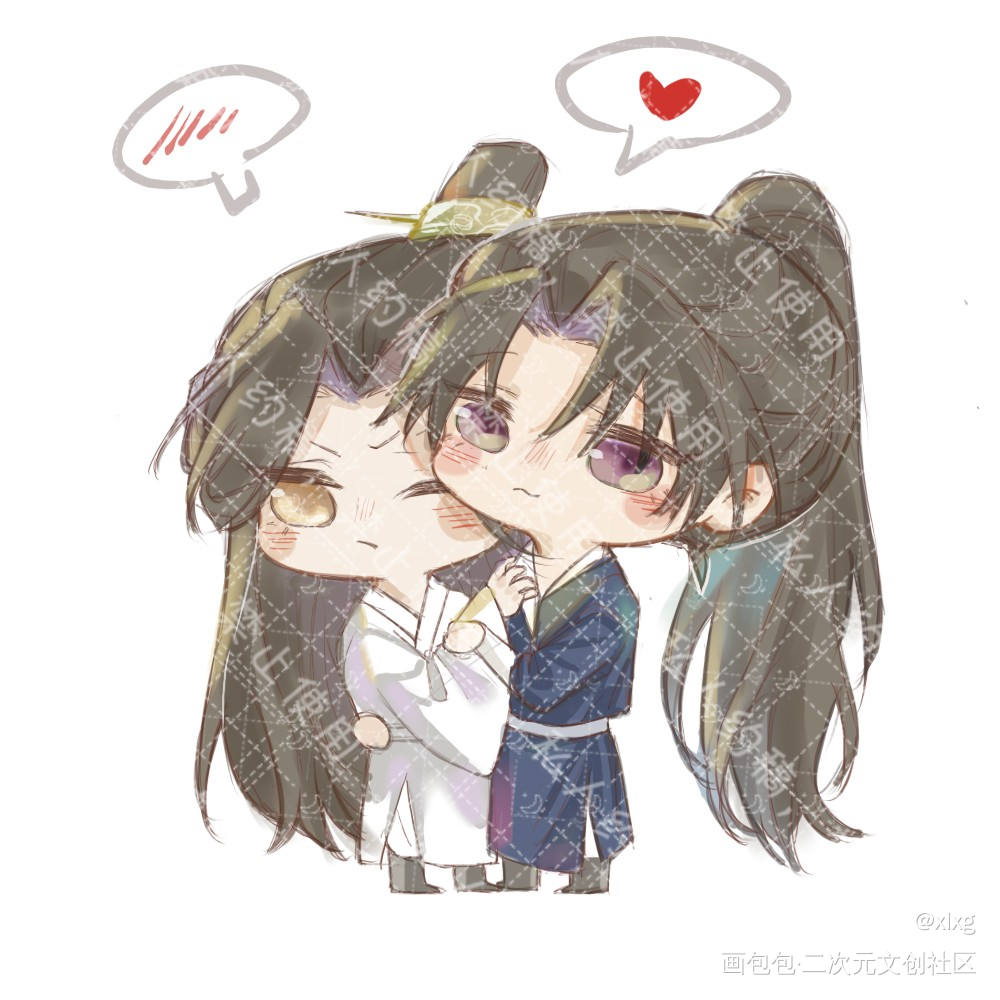 师尊燃妹爱的抱抱♡_二哈和他的白猫师尊燃晚Q版绘画作品