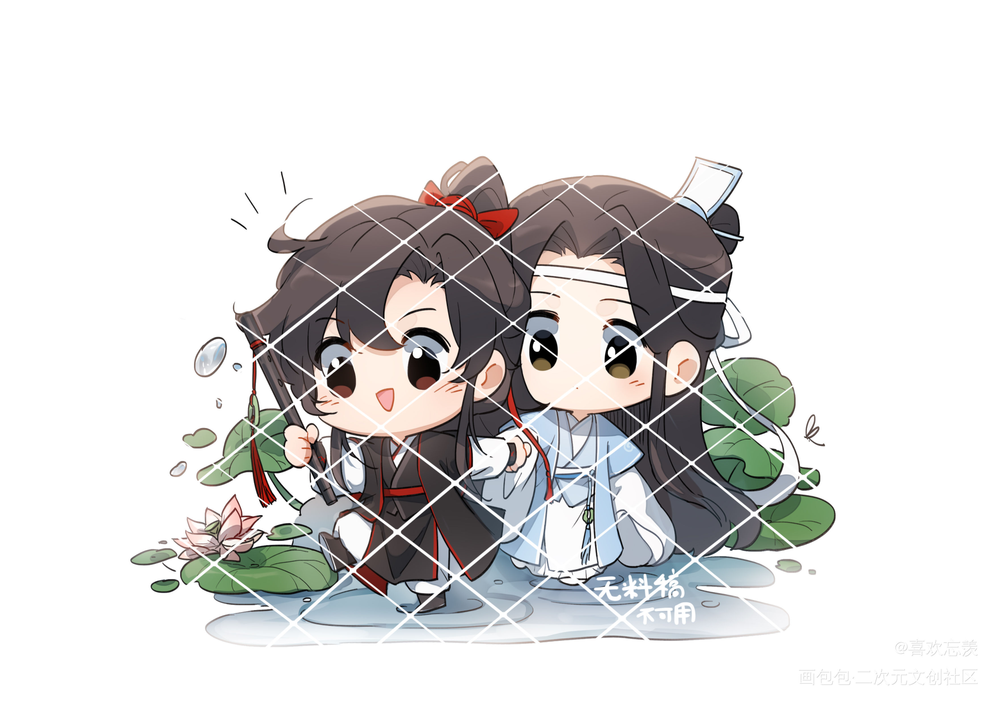 忘羡！！！_魔道祖师忘羡Q版绘画作品