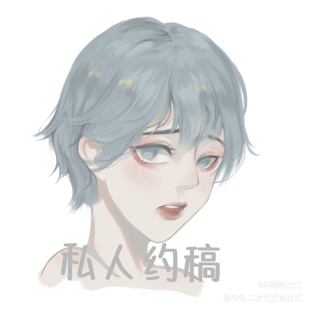 哭唧唧的小美人_厚涂绘画作品