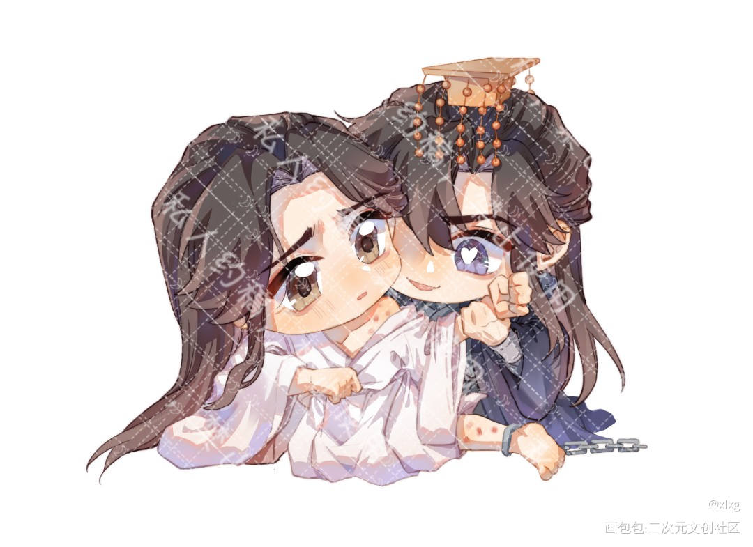 看！踏踏又在欺负师尊！_二哈和他的白猫师尊燃晚Q版绘画作品
