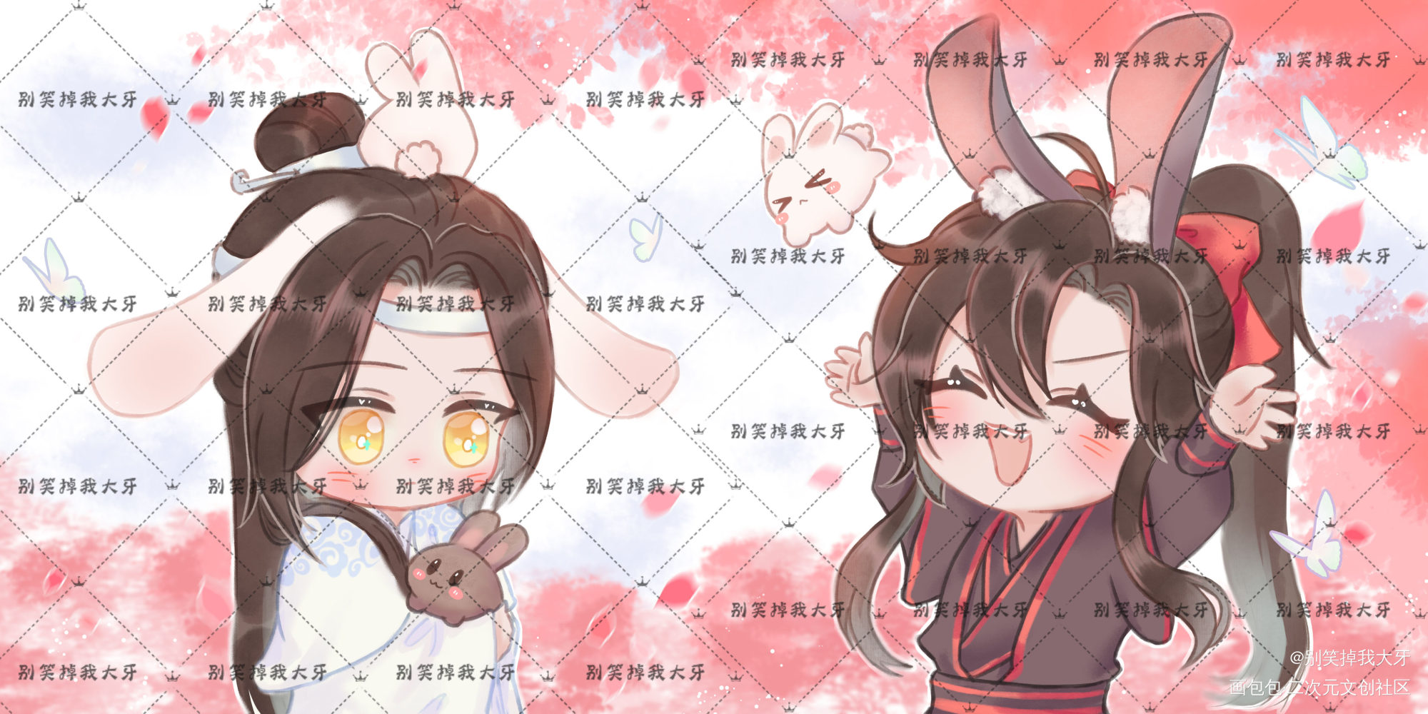 忘羡春赏_魔道祖师忘羡Q版绘画作品
