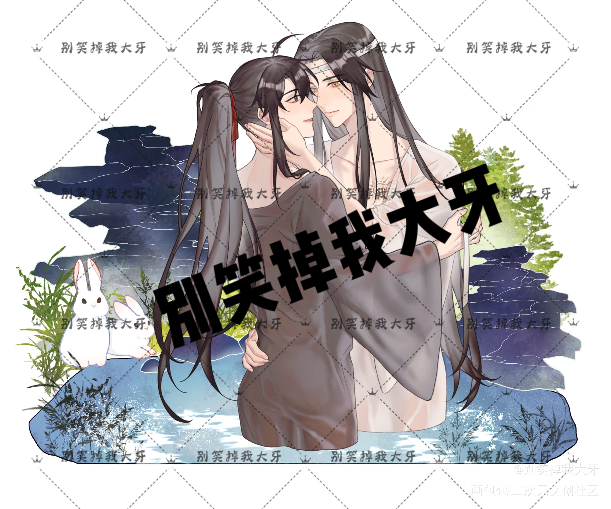 忘羡水浴_魔道祖师忘羡古风绘画作品