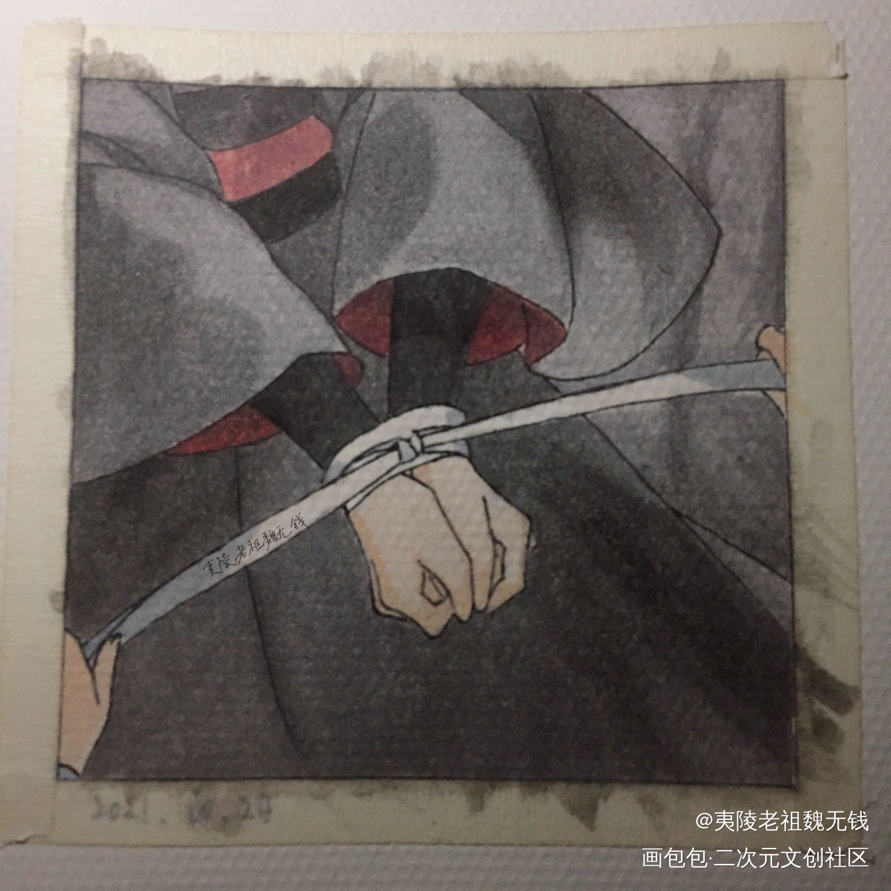 抹额是最无辜的_魔道祖师忘羡魏无羡手绘水彩绘画作品