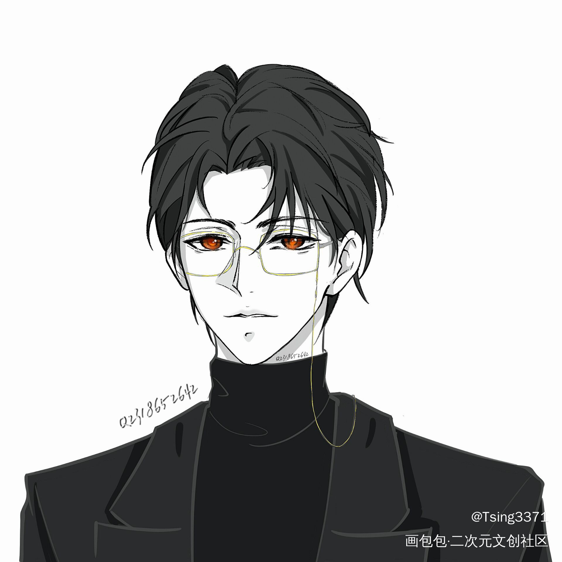 _我只喜欢你的人设自习平涂绘画作品