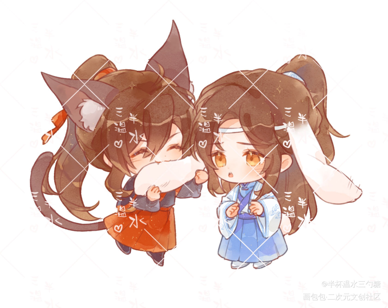 忘羡-红猫蓝兔_魔道祖师忘羡绘画作品