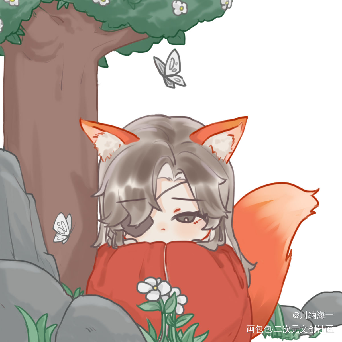 在树下_天官赐福花怜绘画作品