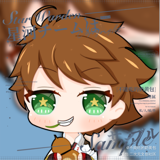 李白_王者荣耀李白平涂Q版头像绘画作品
