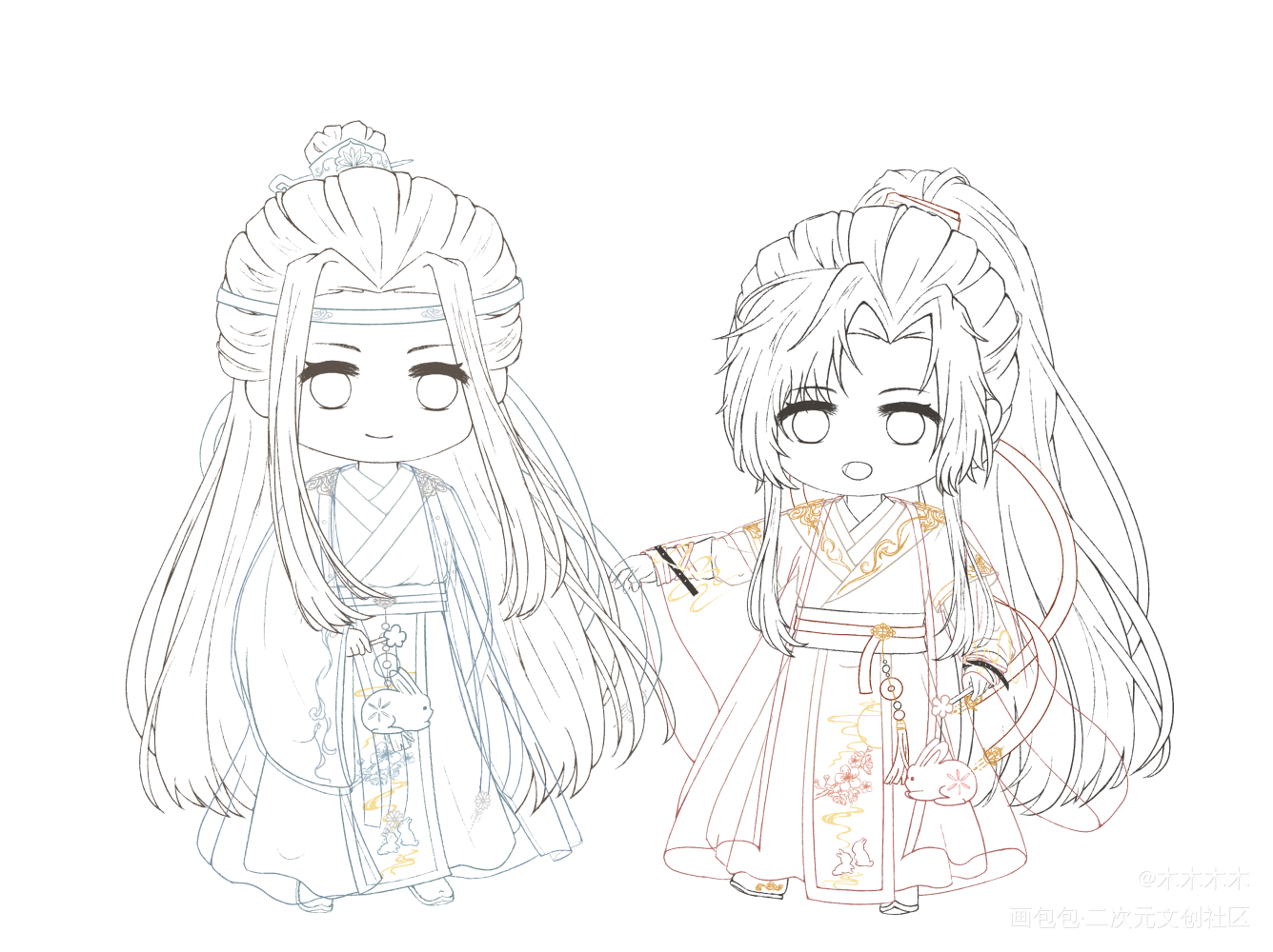 忘羡_魔道祖师忘羡Q版墨香铜臭绘画作品