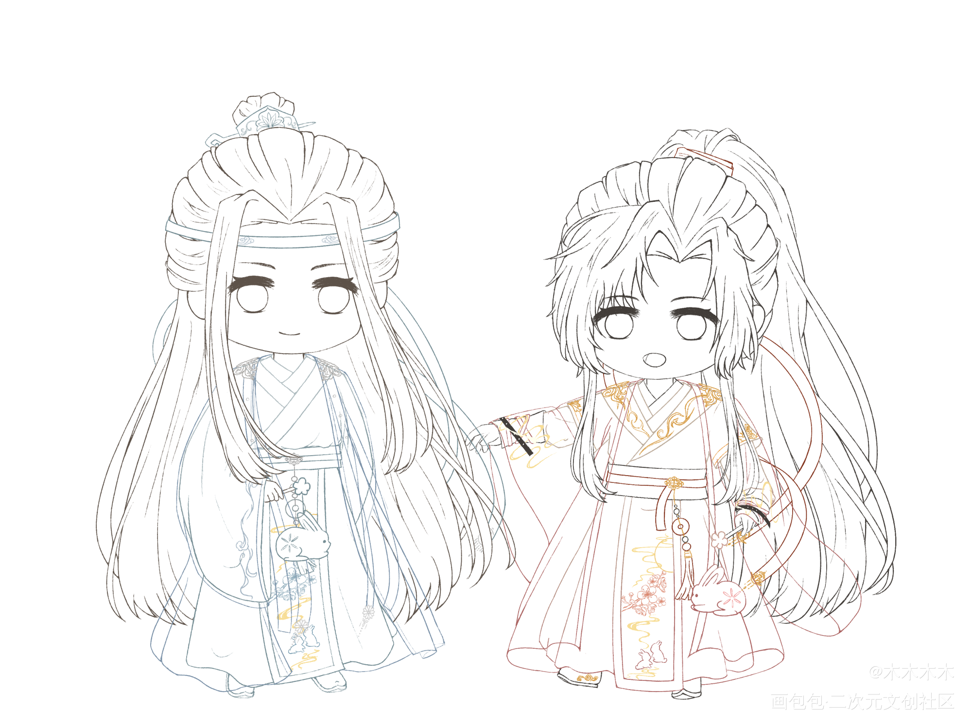 忘羡_魔道祖师忘羡Q版墨香铜臭绘画作品