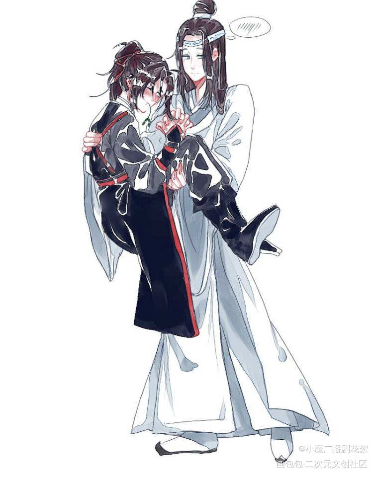 “蓝湛，抱紧我”_魔道祖师忘羡墨香铜臭绘画作品