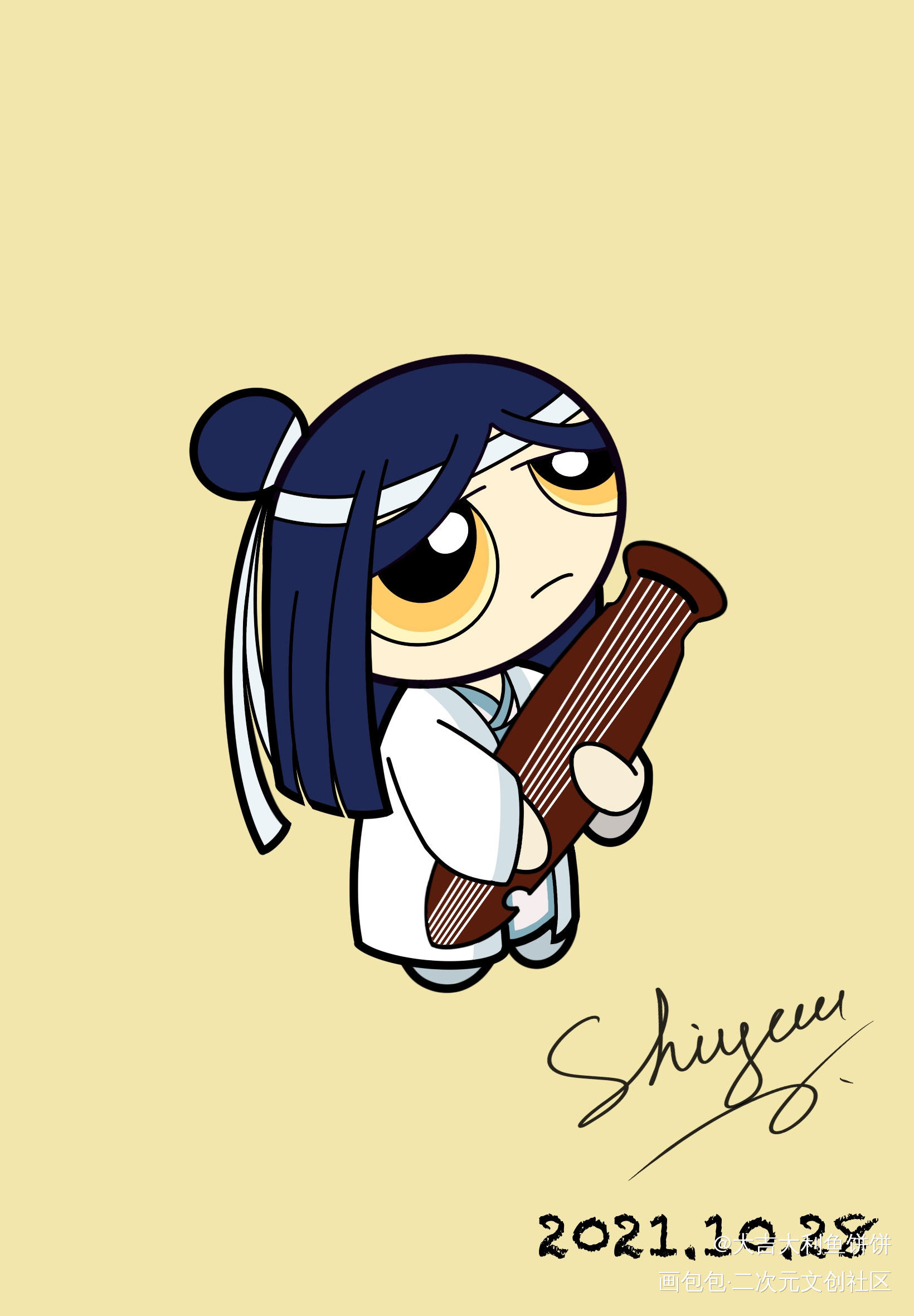 飞天风格小叽www_魔道祖师忘羡蓝忘机Q版绘画作品