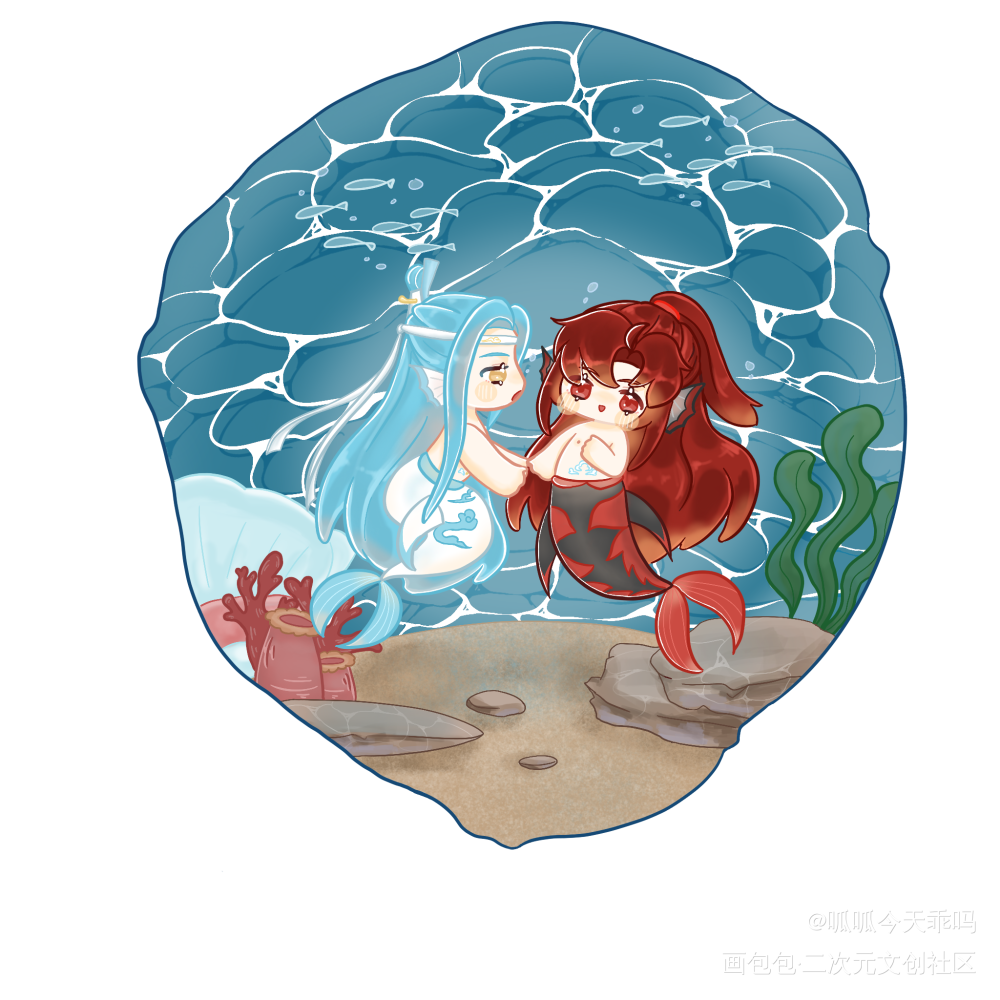鱼鱼的特典嘿嘿_魔道祖师忘羡蓝忘机魏无羡古风平涂墨香铜臭绘画作品