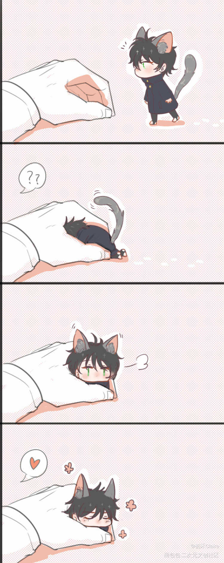 猫猫惠钻进来了_咒术回战伏黑惠Q版插画同人绘画作品