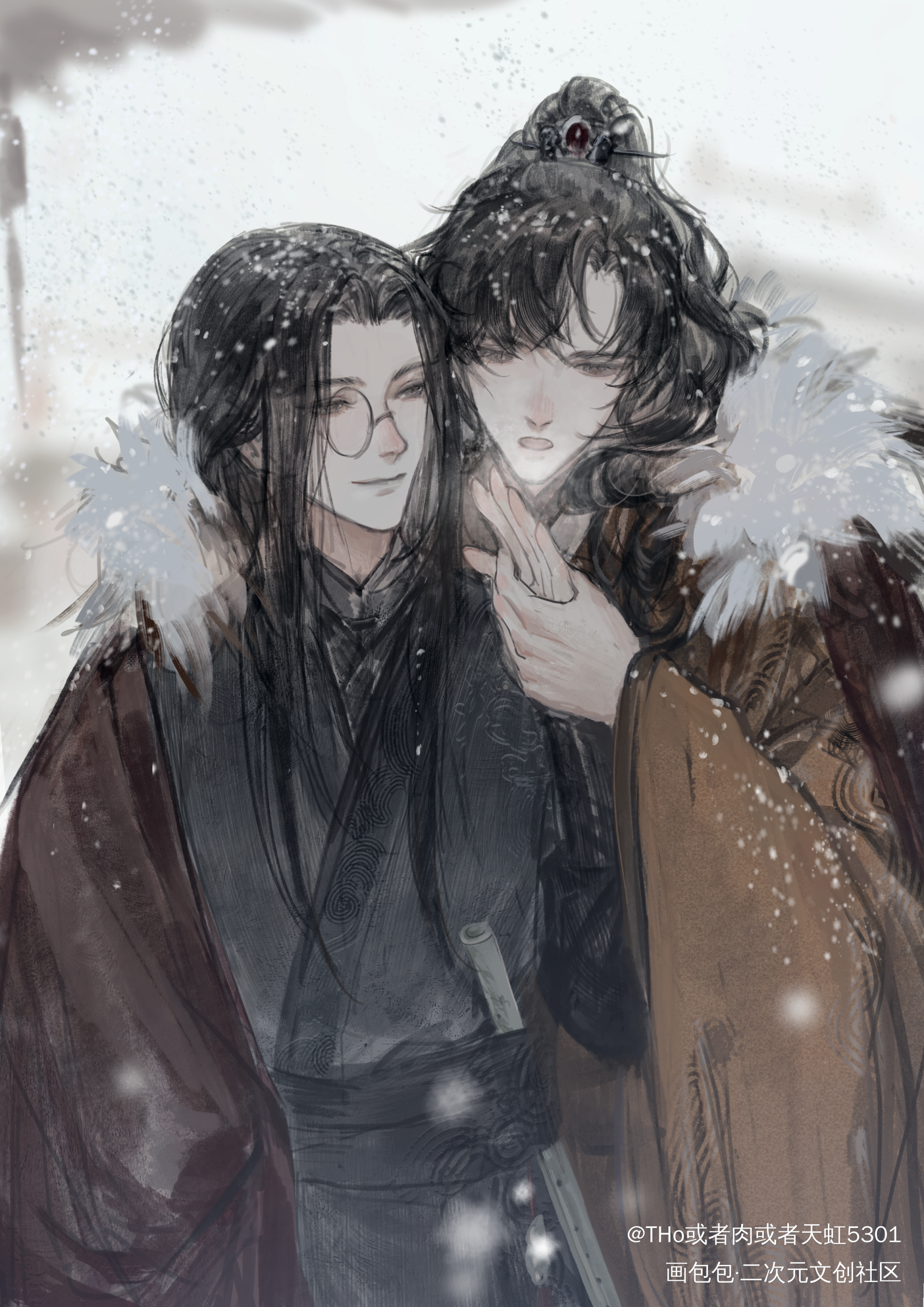 雪天贴贴_杀破狼长顾长庚顾昀绘画作品