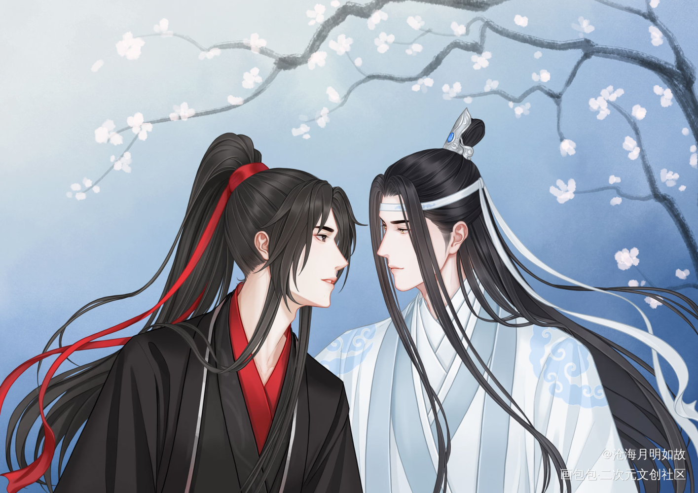 羡生日图_魔道祖师忘羡蓝忘机魏无羡绘画作品