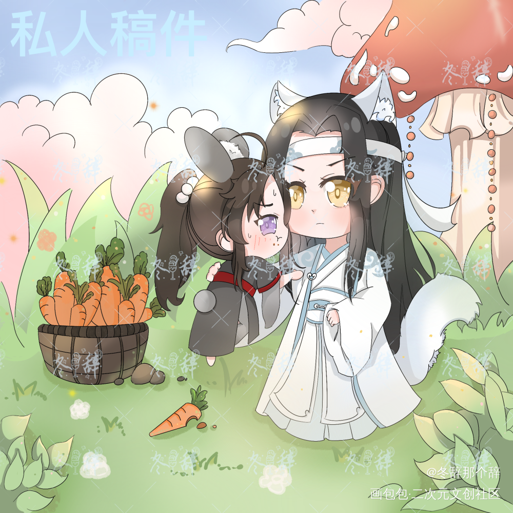 偷吃被抓的可怜小兔_魔道祖师忘羡绘画作品