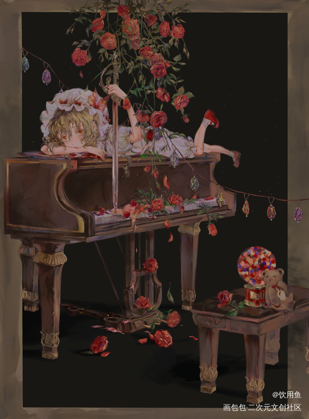 红莓幻想曲_东方project芙兰朵露·斯卡蕾特厚涂日系插画同人绘画作品