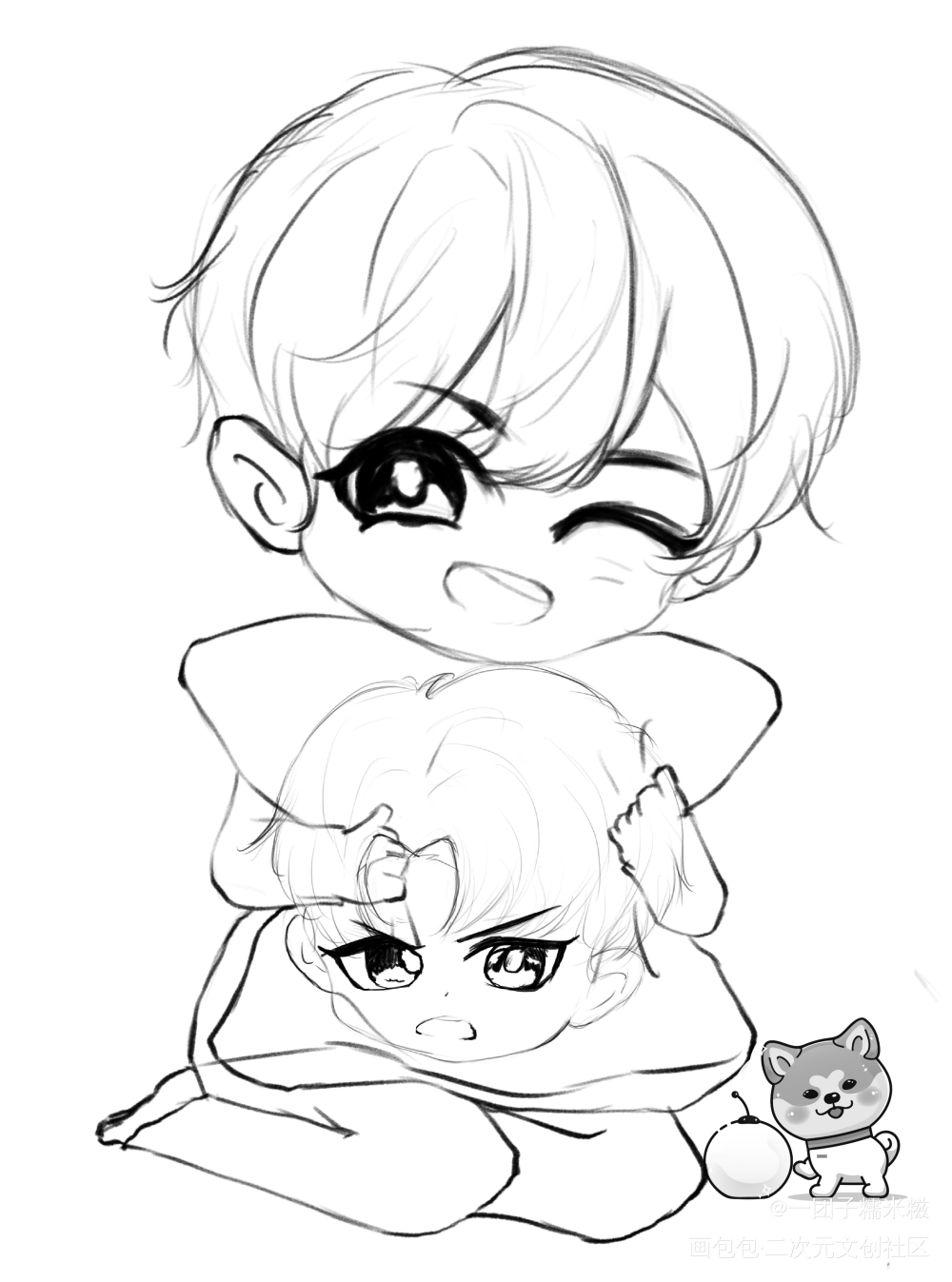 严峫牌抱枕~哈哈哈_破云#江停日系q版#严江#严峫江停#严峫绘画作品