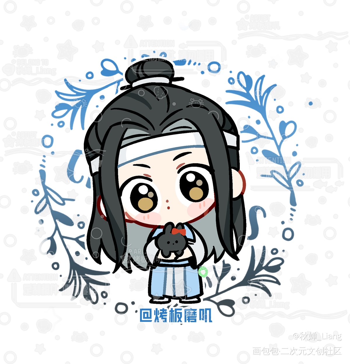 抱羡羡兔的忘叽_魔道祖师忘羡Q版绘画作品