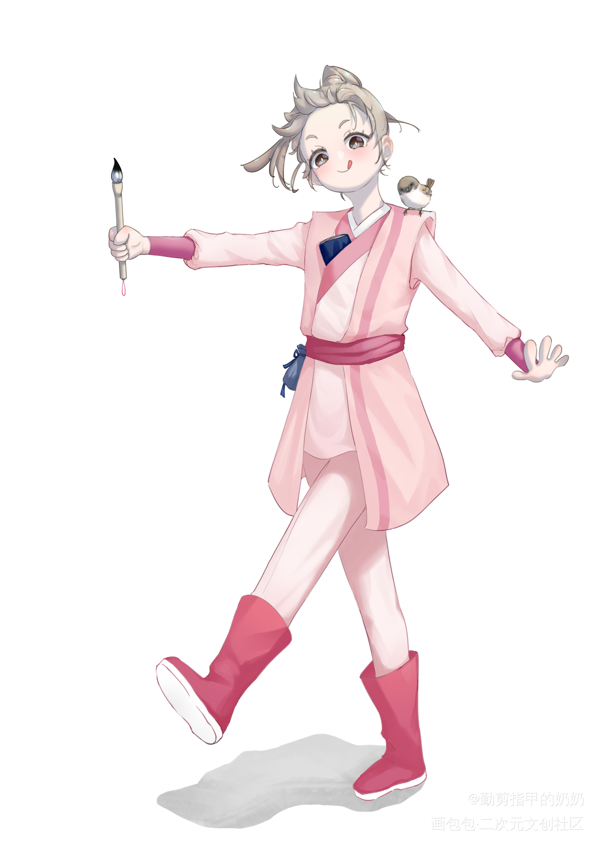 丁桃和他的肥麻雀和他的小本本_将进酒丁桃绘画作品