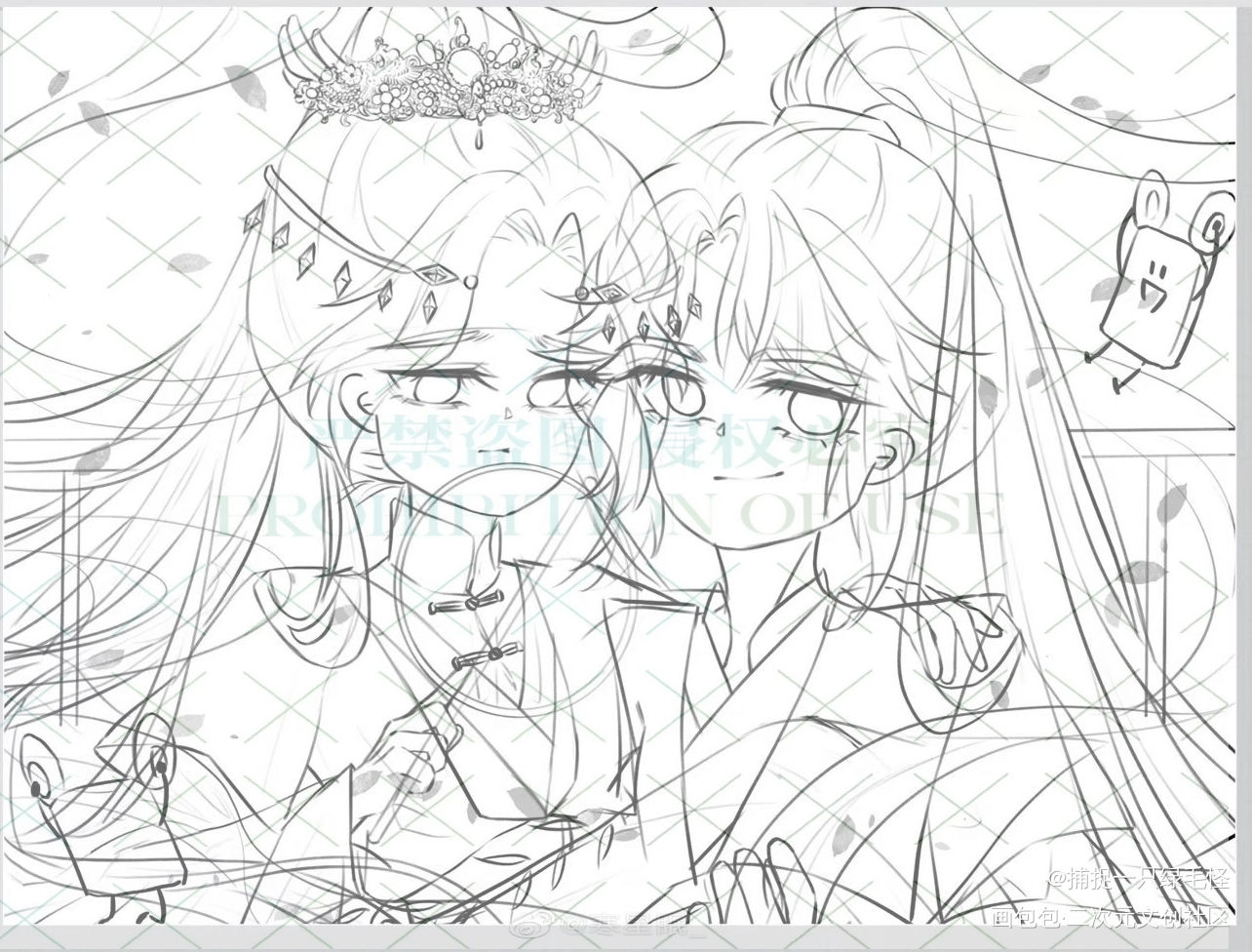 _二哈和他的白猫师尊燃晚Q版绘画作品