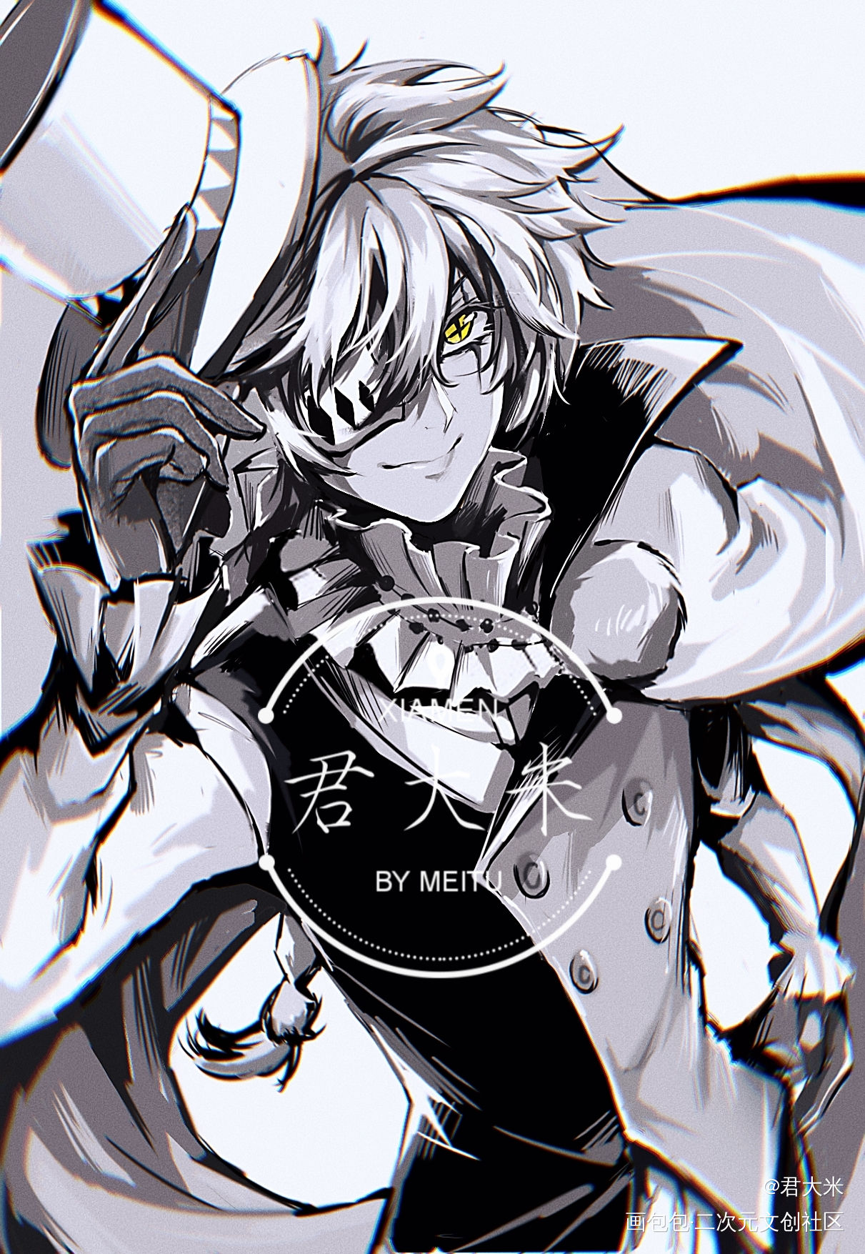 果戈里_日系黑白插画绘画作品