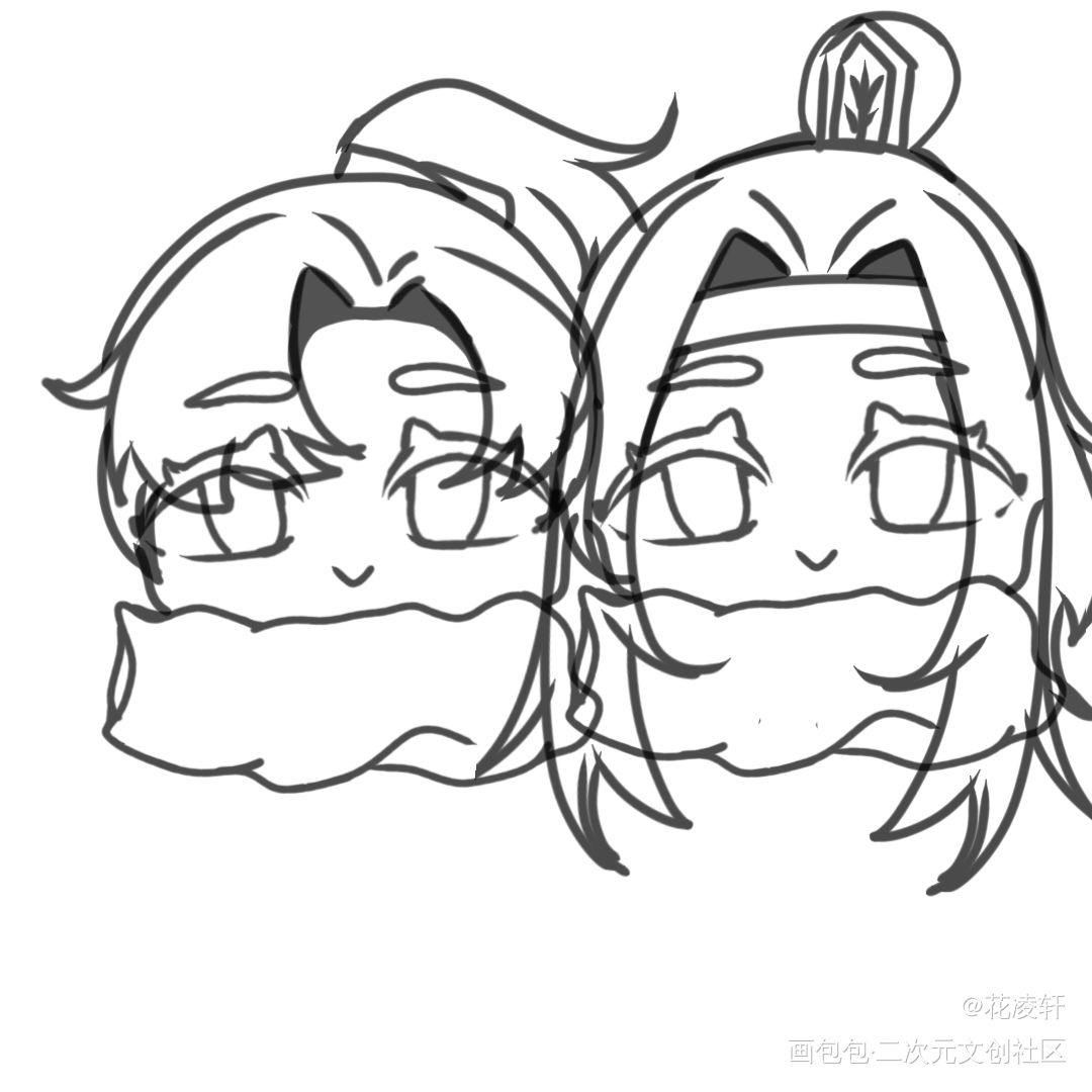 可可爱爱的忘羡_魔道祖师忘羡蓝忘机魏无羡绘画作品