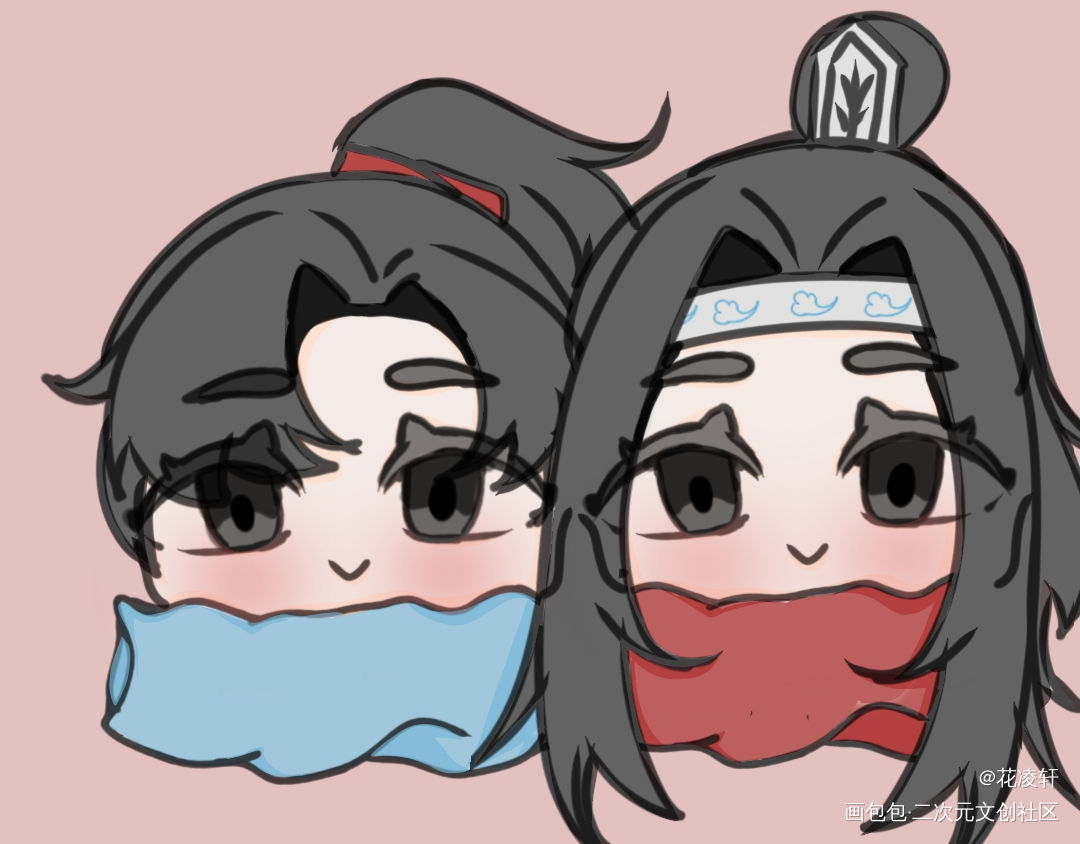 可可爱爱的忘羡_魔道祖师忘羡蓝忘机魏无羡绘画作品