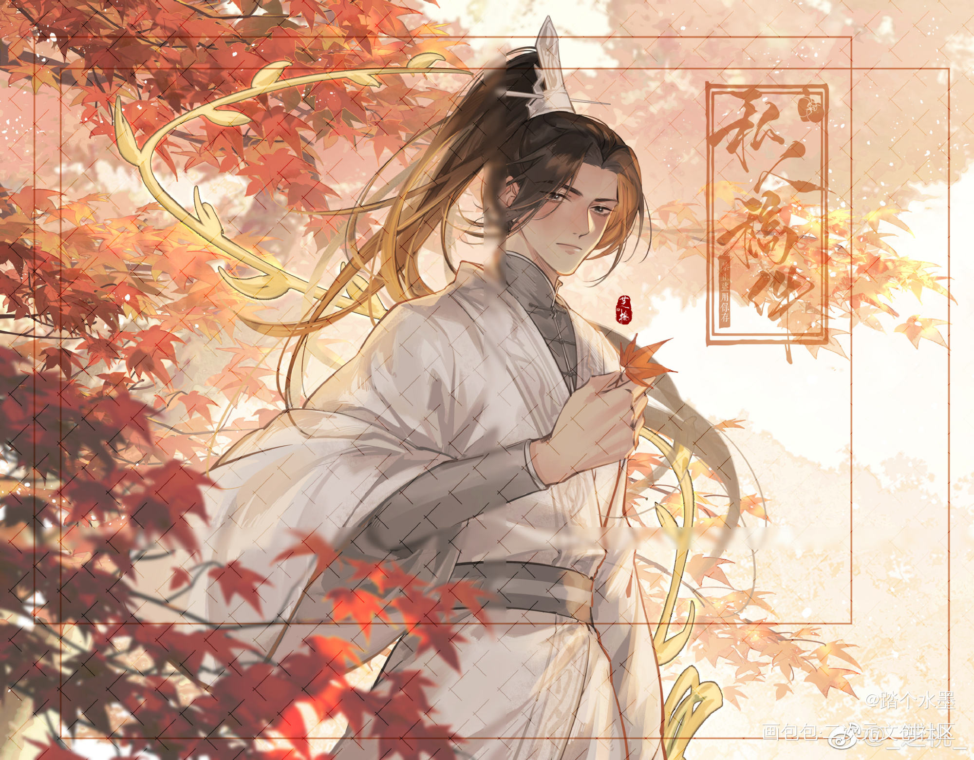 枫林晚_二哈和他的白猫师尊绘画作品