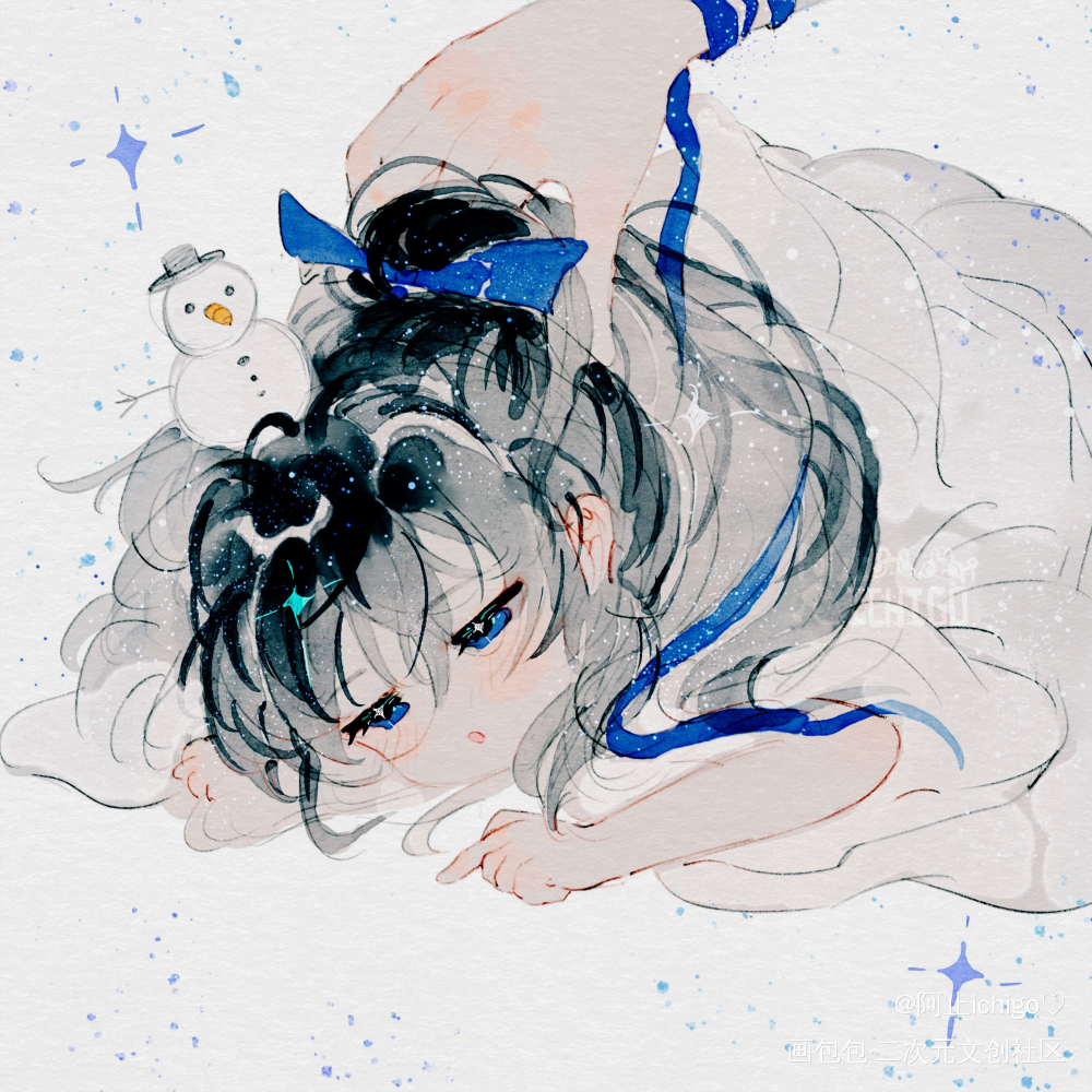 捕捉一只小雪人_木苏里判官尘不到闻时谢问水彩q版求点评求配文我要上