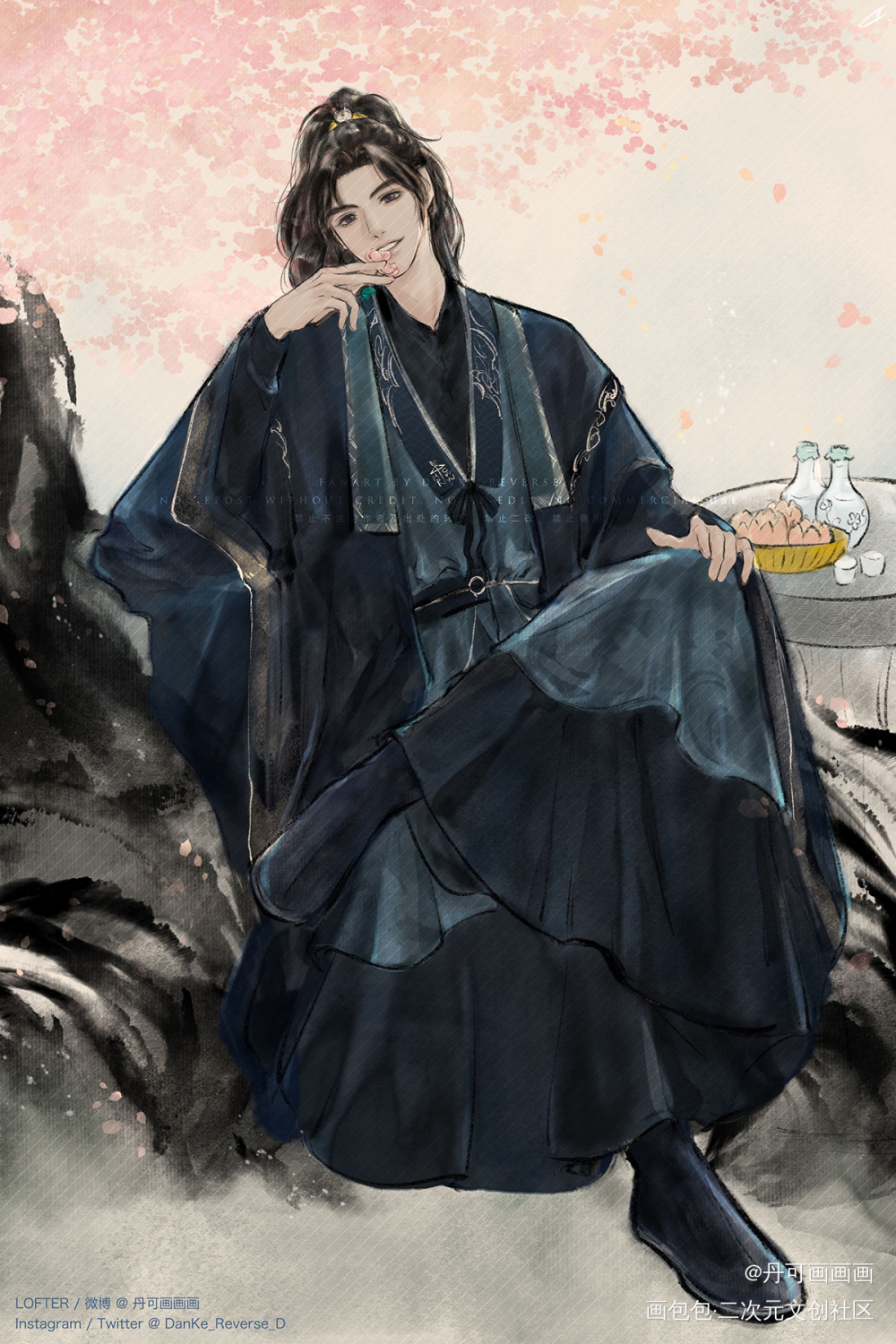 晚宁，本座新衣服帅不？_二哈和他的白猫师尊燃晚踏仙君墨燃绘画作品